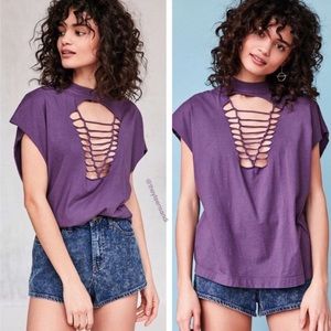 BNWT Urban Outfitters Macrame Cut Out Tee ✨ Med